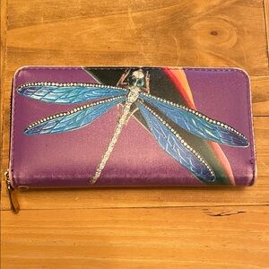 Purple Wallet with Dragonfly Design